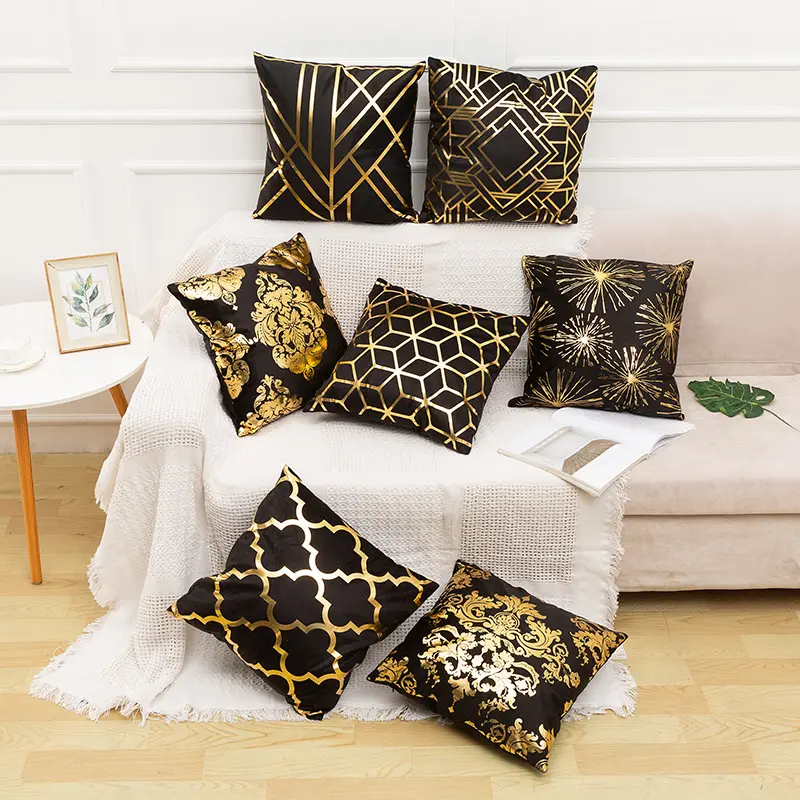 Golden Matrix Black Sofa Cushion Cover