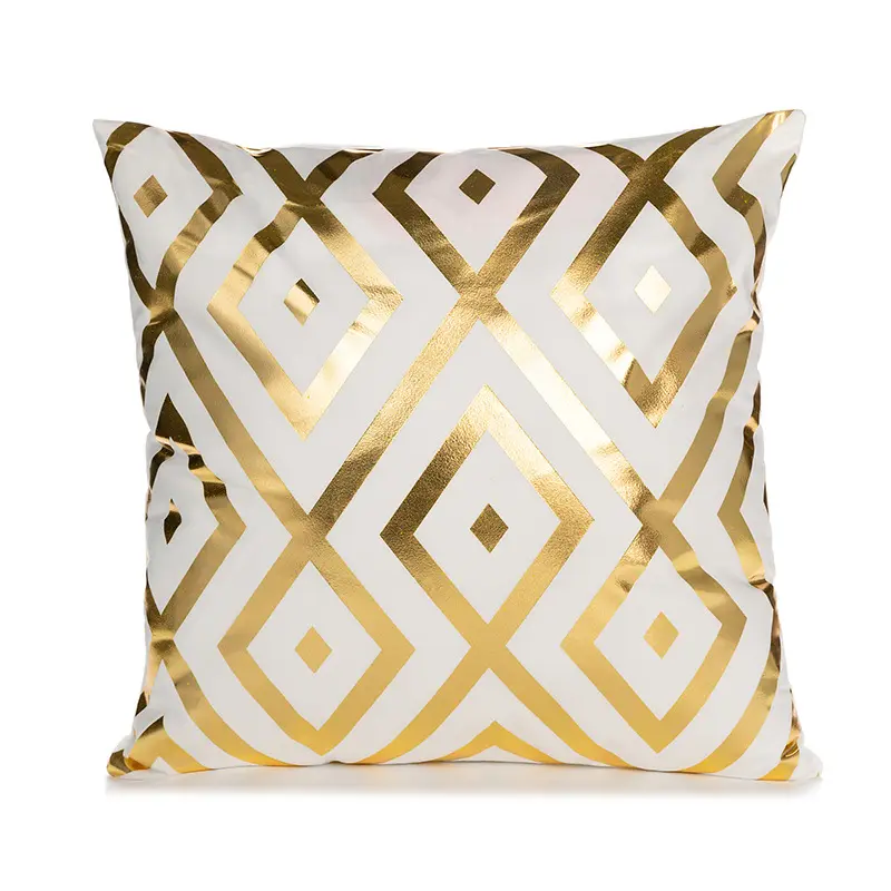 Golden and White Sofa Cushion Cover