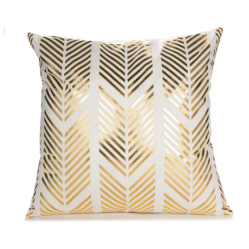 White and Golden Sofa Cushion Cover